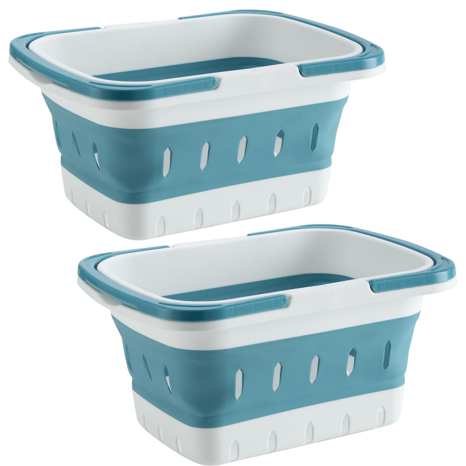 ANNIYA 2 Pack Portable Shower Caddy Tote, Plastic Storage Collapsible Basket with Handles, Box Organizer Bin for Bathroom, Kitch