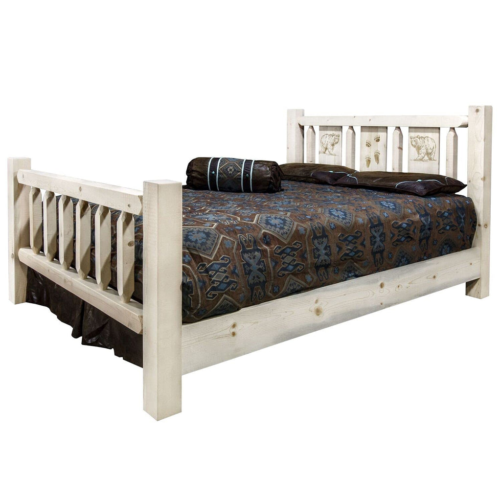 Montana Woodworks Wolf Design Laser Engraved Bed (Cal King:98 in. L x 76 in. W x 47 in. H (204 lbs.))