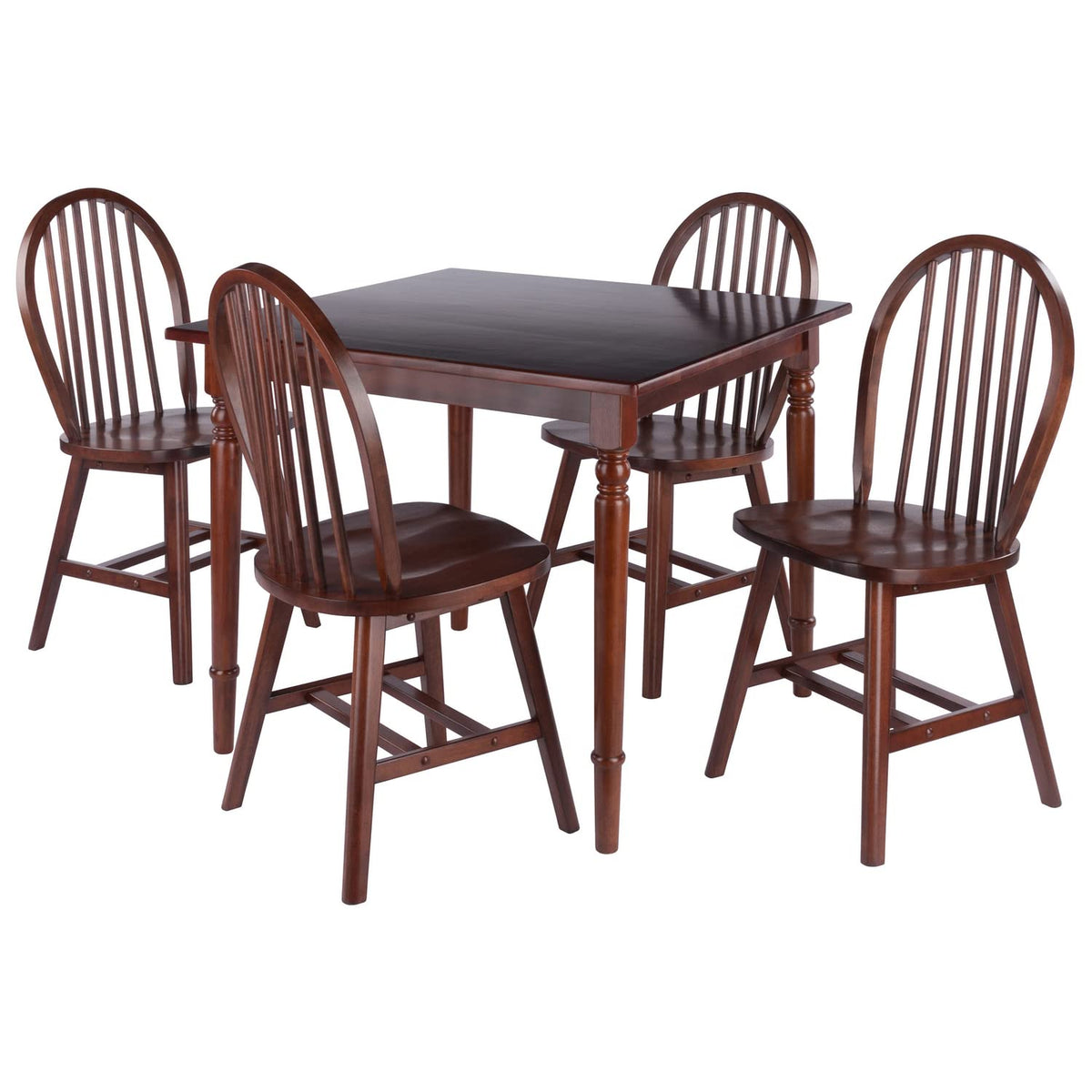 Mornay 5-Pc Dining Table with Windsor Chairs - Walnut