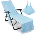 Vocool Chaise Lounge Pool Chair Cover Beach Towel Fitted Elastic Pocket Won'T Slide (Sky Blue)