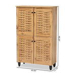 Baxton Studio Winda Modern and Contemporary Oak Brown Finished Wood 4-Door Shoe Storage Cabinet