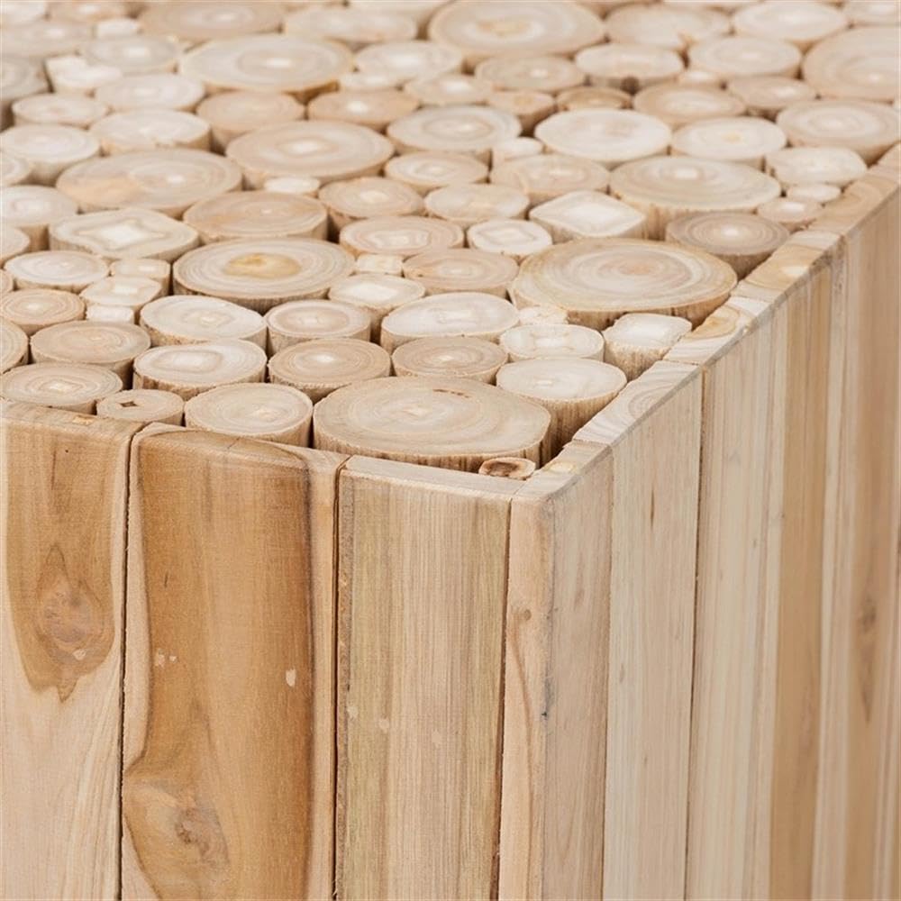 bali & pari Augusta Teak Wood Coffee Table with Unique Repurposed Wood Logs