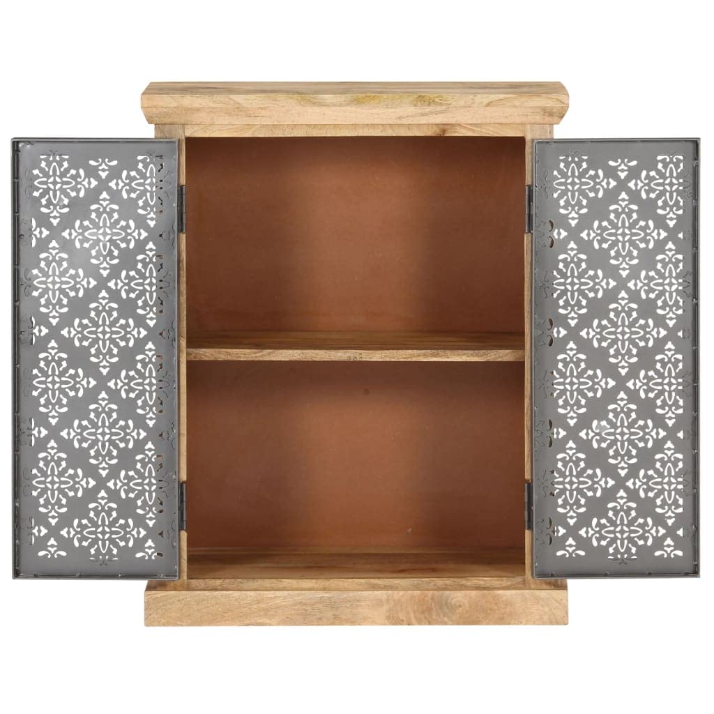 vidaXL Solid Mango Wood Sideboard with Steel Doors | Retro-Style Storage Solution | 23.6&quot;x13.8&quot;x29.5&quot;