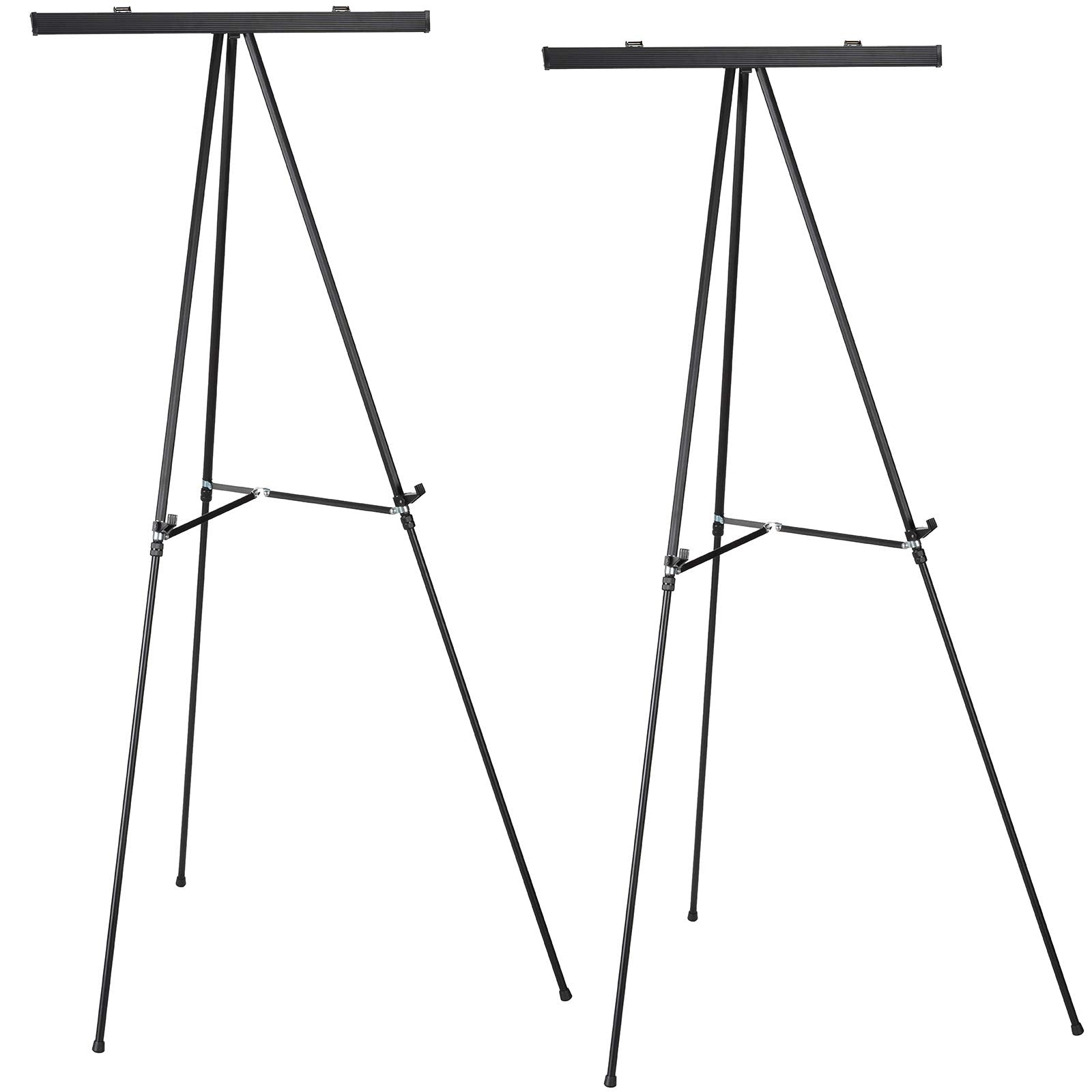 Excello Global Products Aluminum Flip-Chart Presentation Easel Stand: 2-Pack with Telescoping Legs, 70 Inches (Black)