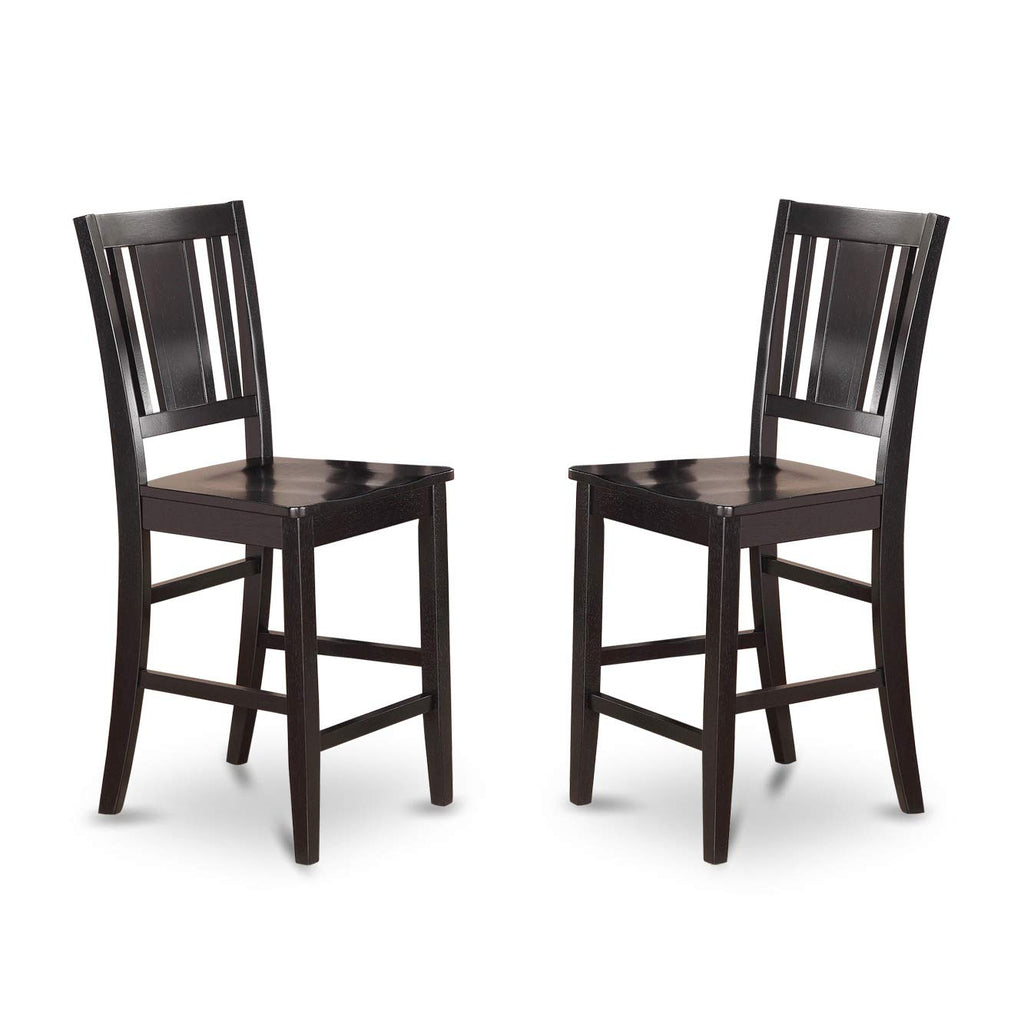 East West Furniture BUCK5-BLK-W 5 Piece Kitchen Counter Set Includes a Rectangle Dining Room Table and 4 Dining Chairs, 30x48 Inch, Black