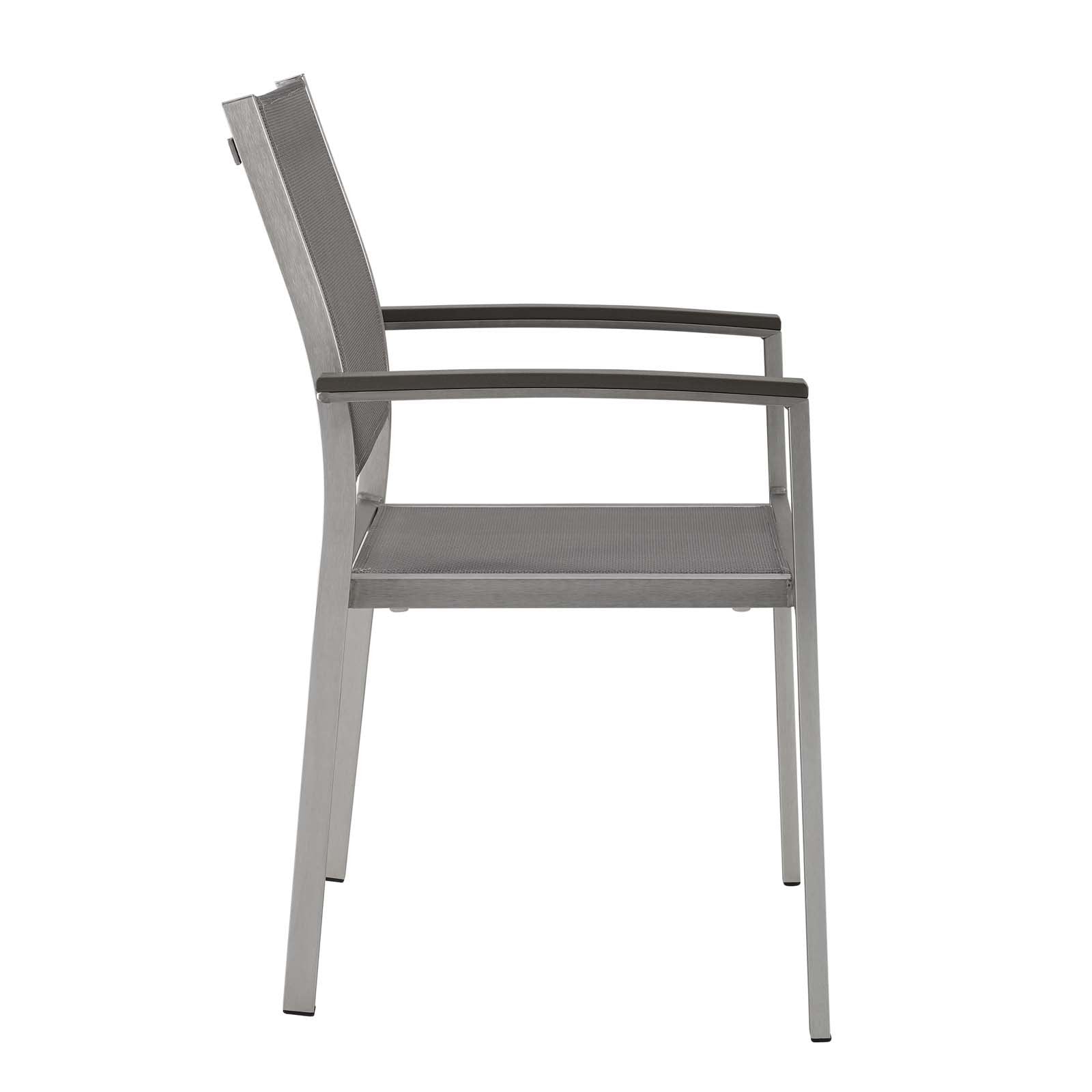 Modway Shore Aluminum Outdoor Patio Dining Arm Chair in Silver Gray