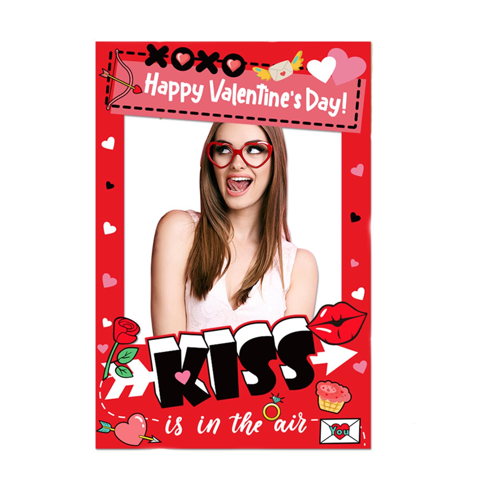 Valentine's Day Photo Prop Frame Party Photo Booth Props Decoration Selfie Accessories for Valentine's Day Wedding Birthday Part