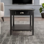 Ergode Timber End Table: Versatile Storage with Drawer & Shelf, Black Finish