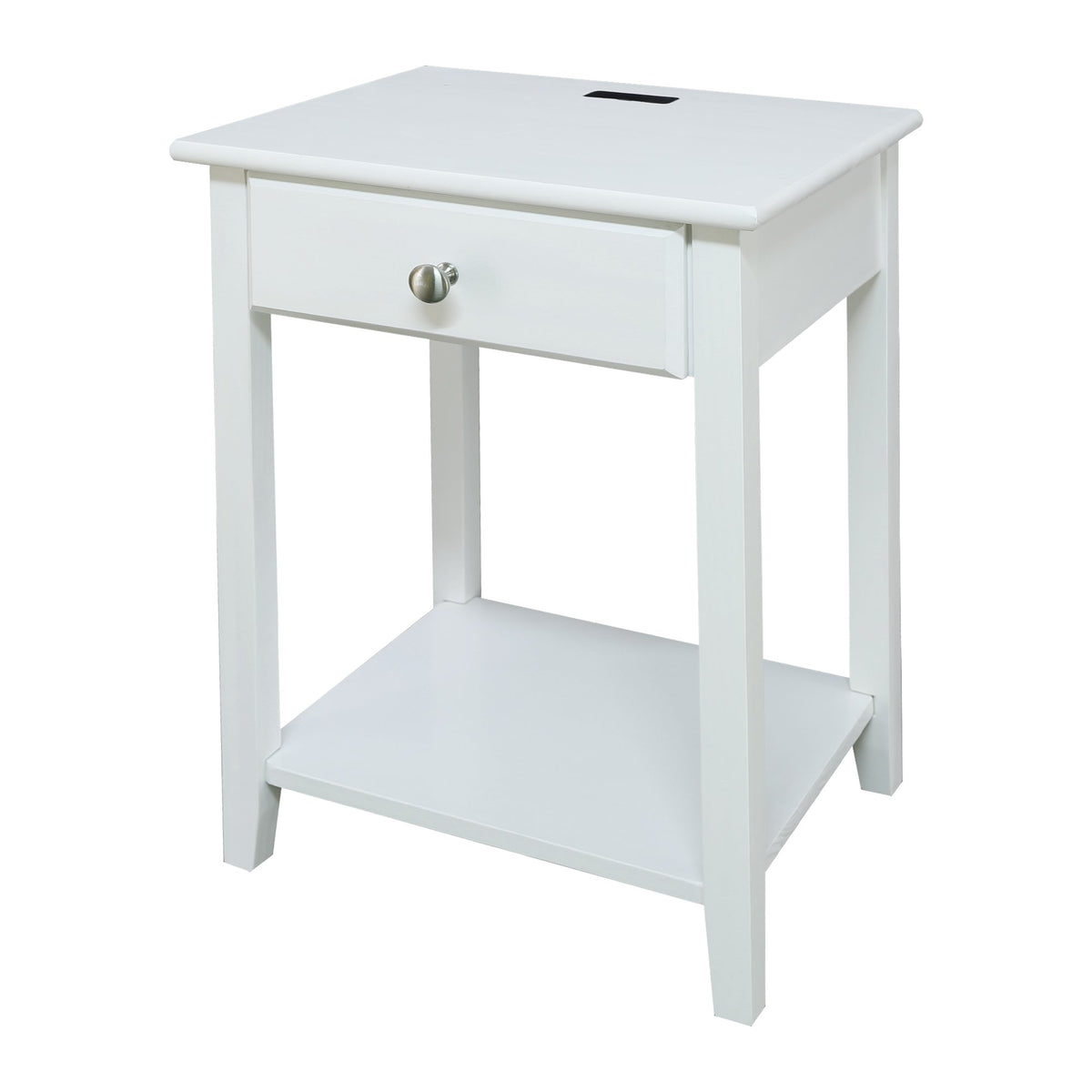 Casual Home Owl White Night Stand with USB Port , 17.5 in x 14.25 in x 24.5 in (W x L x H)