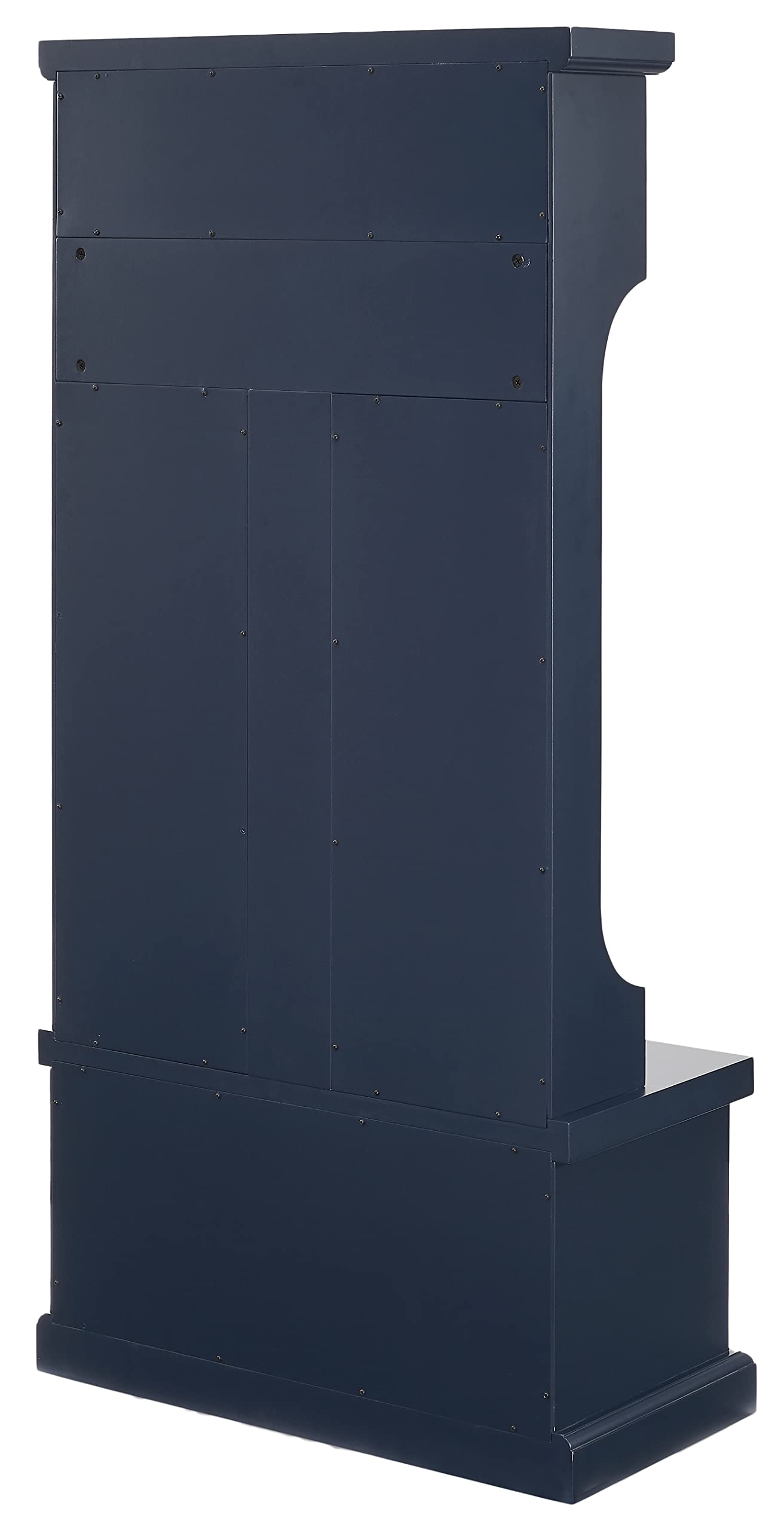 Crosley Furniture Shoreline Hall Tree with Storage Cabinets and Coat Rack Hooks for Hanging, Navy