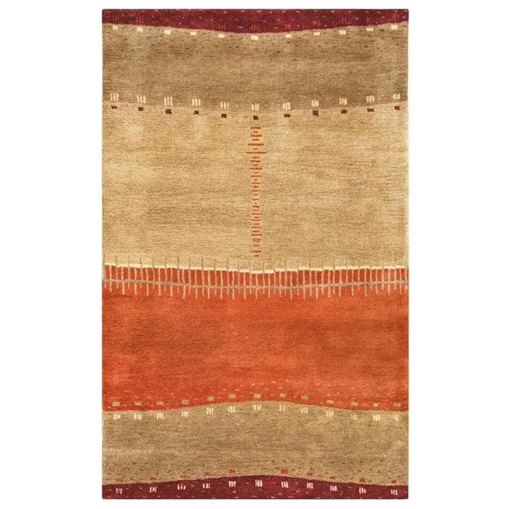 Alora Decor Desert 5' X 8' Abstract Maroon/Tan/Orange/Beige Hand Tufted Area Rug