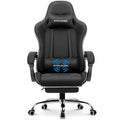 Gtplayer Gaming Chair With Footrest, Computer Chair With And Lumbar Support, Height Adjustable Game Chair With 360°-Swivel Seat And Headrest And For Office Or Gaming (All Black-Fabric)
