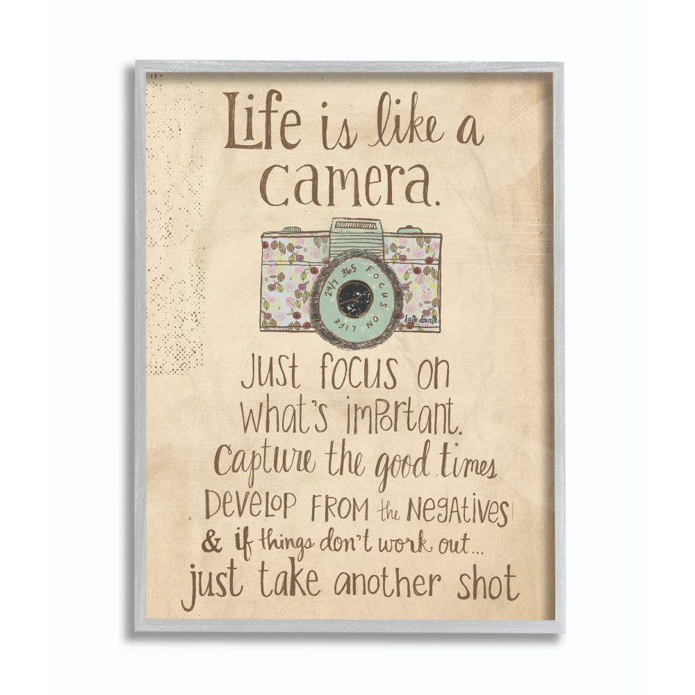 Stupell Industries Life is Like a Camera Inspirational, Design by Katie Doucette Wall Art, 11 x 14, Brown