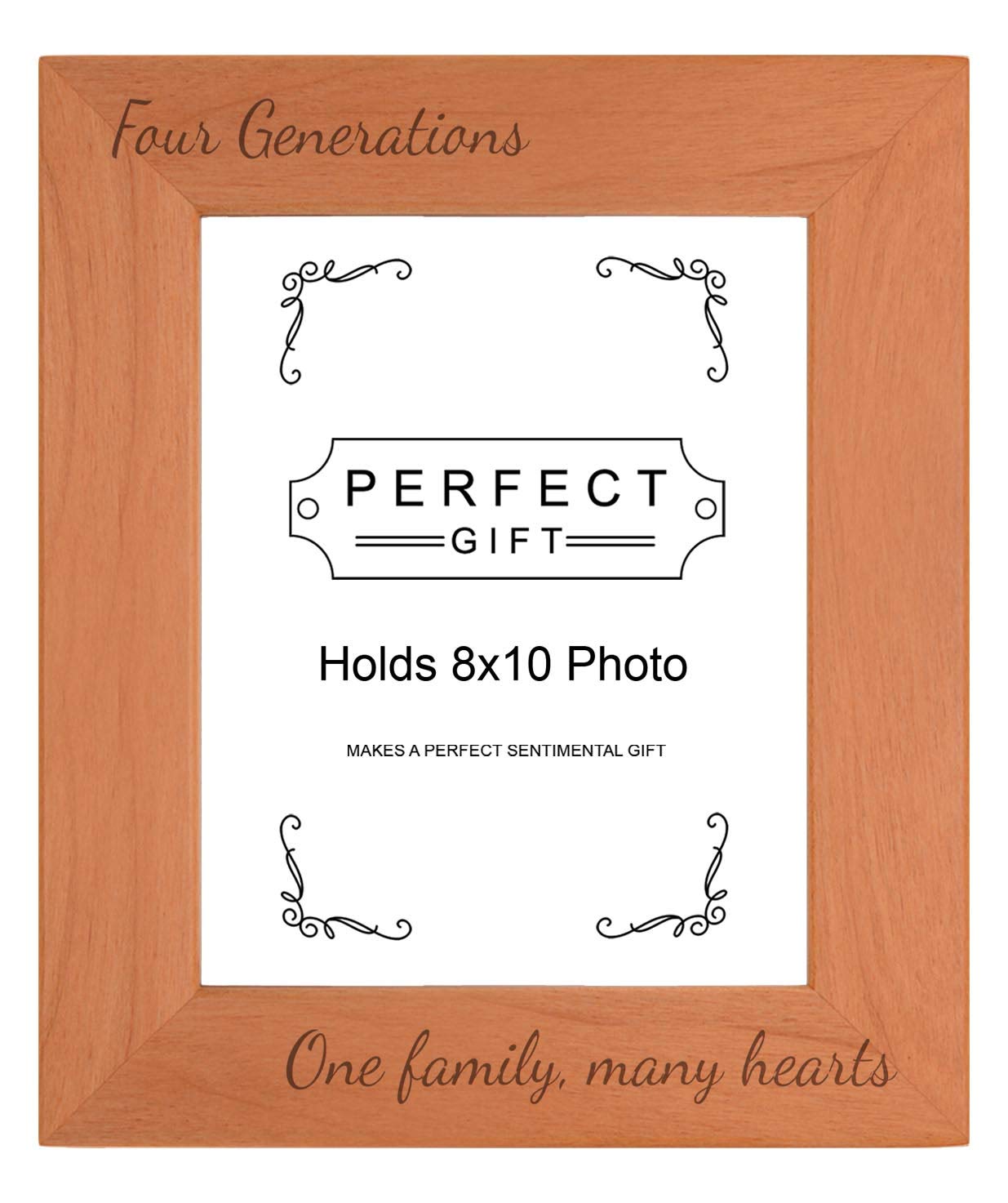 Sentimental Frame For Family Four Generations One Family Many Hearts Wood Engraved 8x10 Portrait Picture Frame