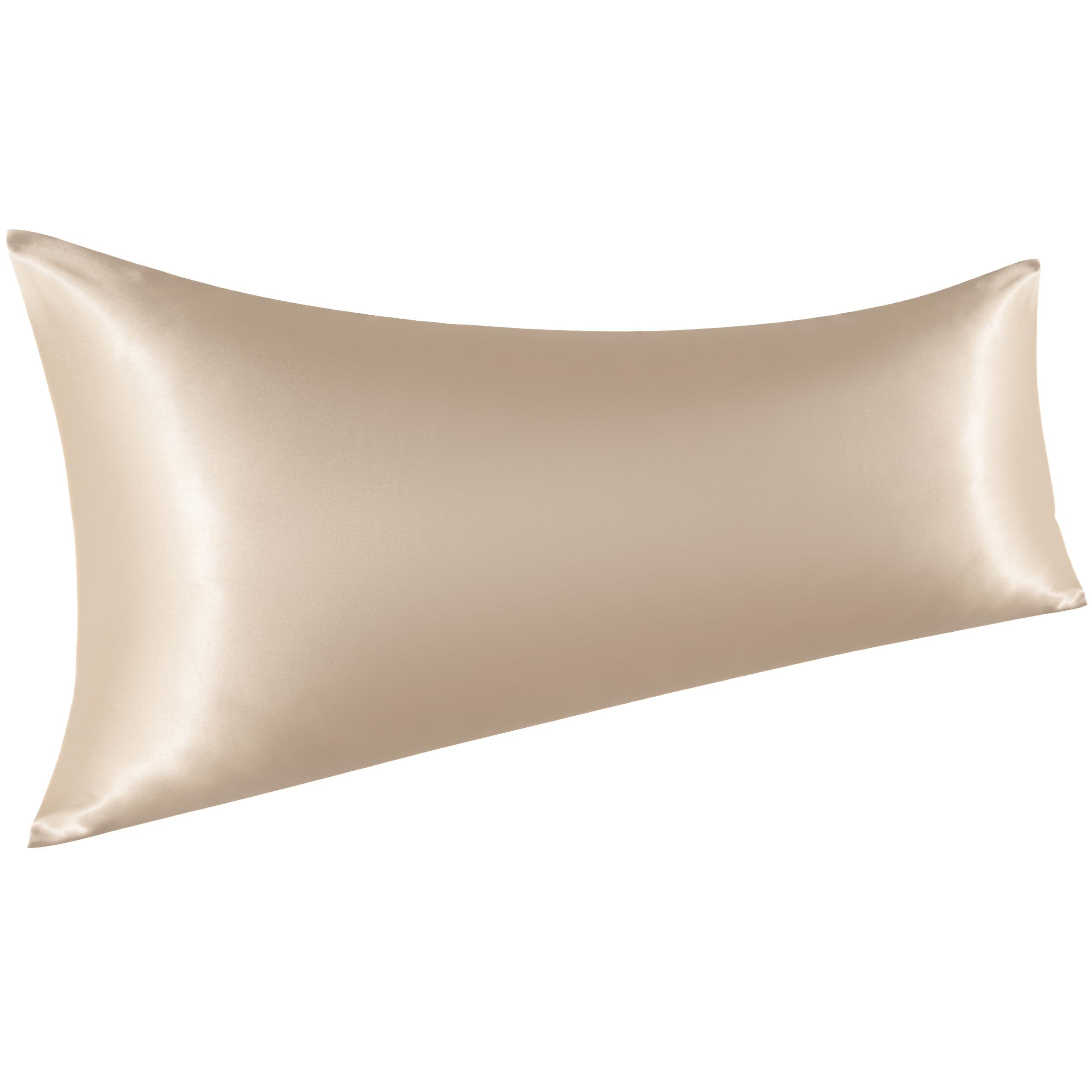 Ntbay Satin Body Pillowcase For Hair And Skin, Luxurious And Silky Pillow Case With Envelope Closure, 20X54 Inches, Taupe