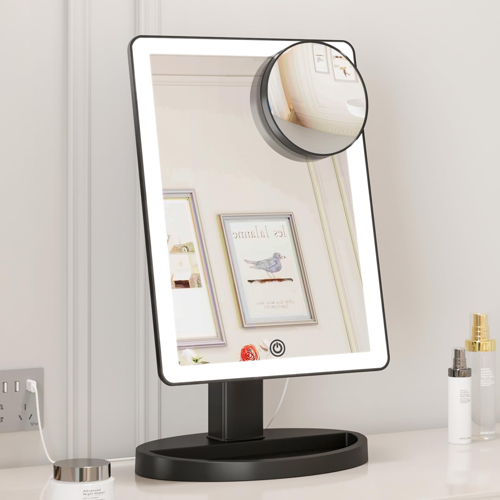 Large Lighted Vanity Makeup Mirror (X-Large Model)- 3 Color Lighting Modes Light Up Mirror With 88 Led, 360 Rotation Touch Scree