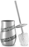 Creative Scents Silver Mosaic Toilet Brush and Holder Set - Toilet Bowl Brush and Holder, Sturdy Toilet Cleaner Brush with Stain
