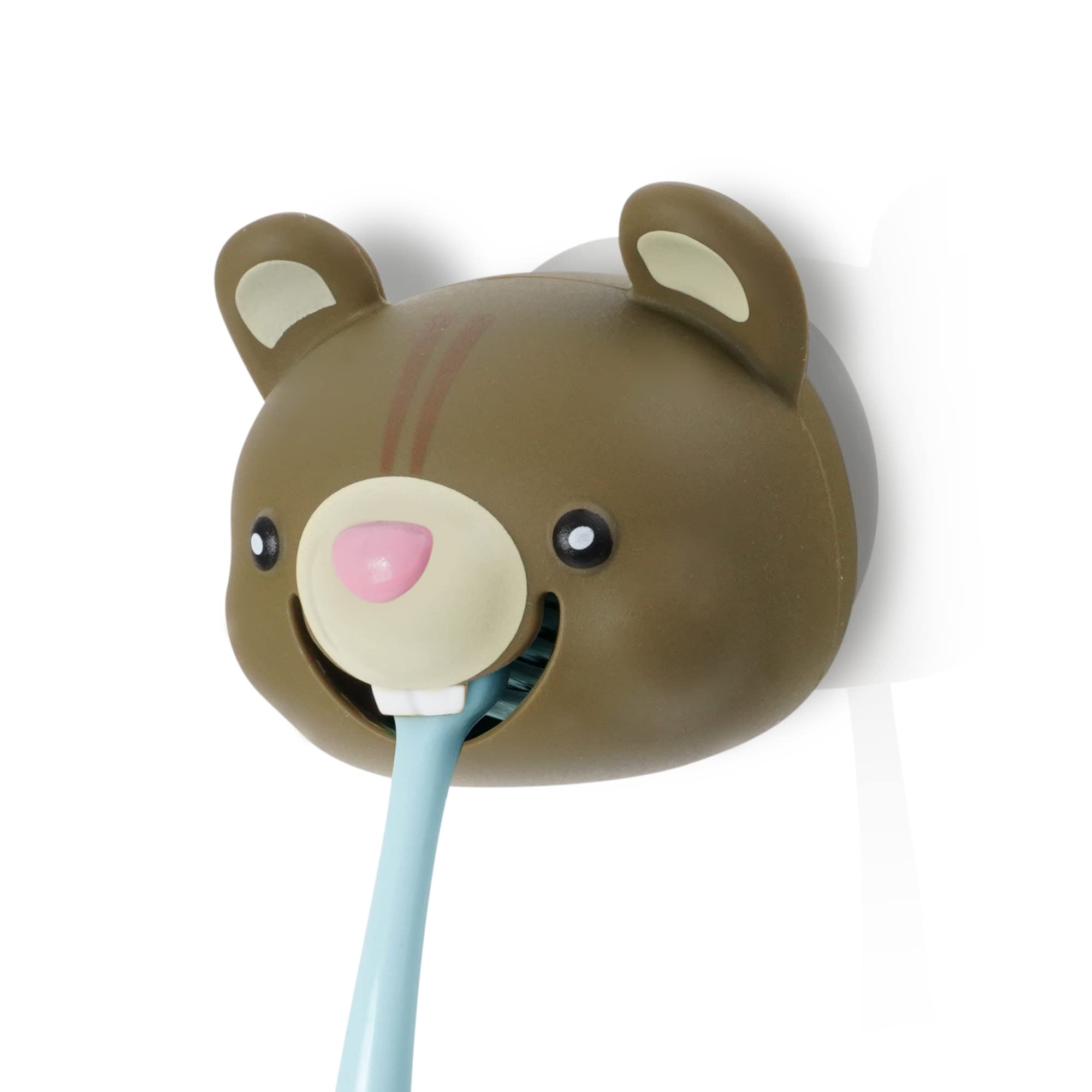 Hoobbe Animal Toothbrush Holder, Kids Suction Toothbrush Holder with Mirror/Glass/Wall Mounted Suction Cup, Bathroom Organizer, 