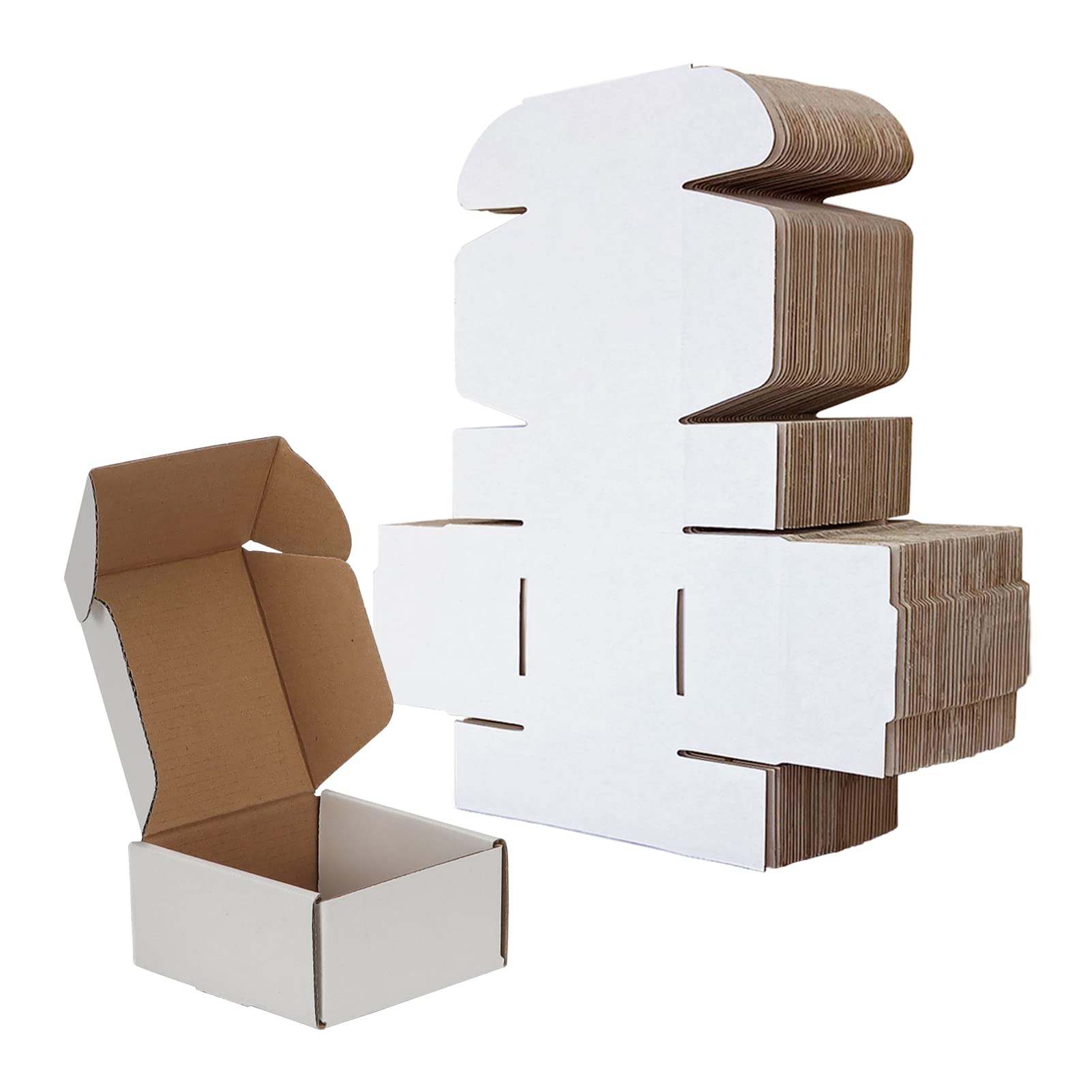 Rlavbl 4X4X2 Shipping Boxes Set Of 50, White Small Corrugated Cardboard Box, Mailer Box
