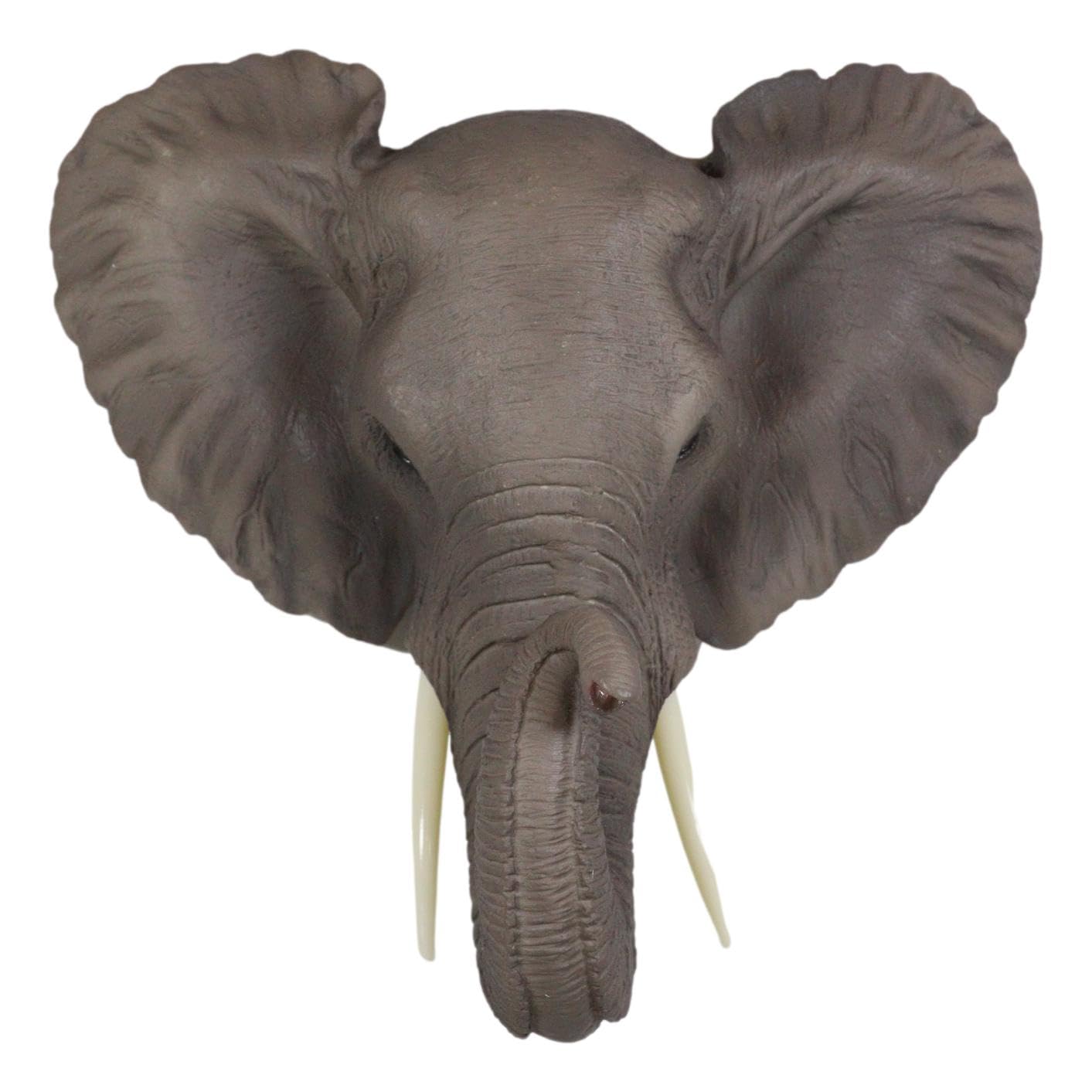 Ebros Safari African Bush Elephant With Trunk Up Wall Bust Sculpture 9Tall Majestic Noble Elephants Hanging Wall Decor Figurine 