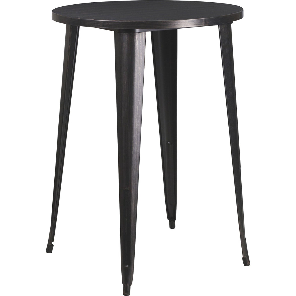 Flash Furniture Callum Commercial Grade 30" Round Red Metal Indoor-Outdoor Bar Table Set With 4 Cafe Stools
