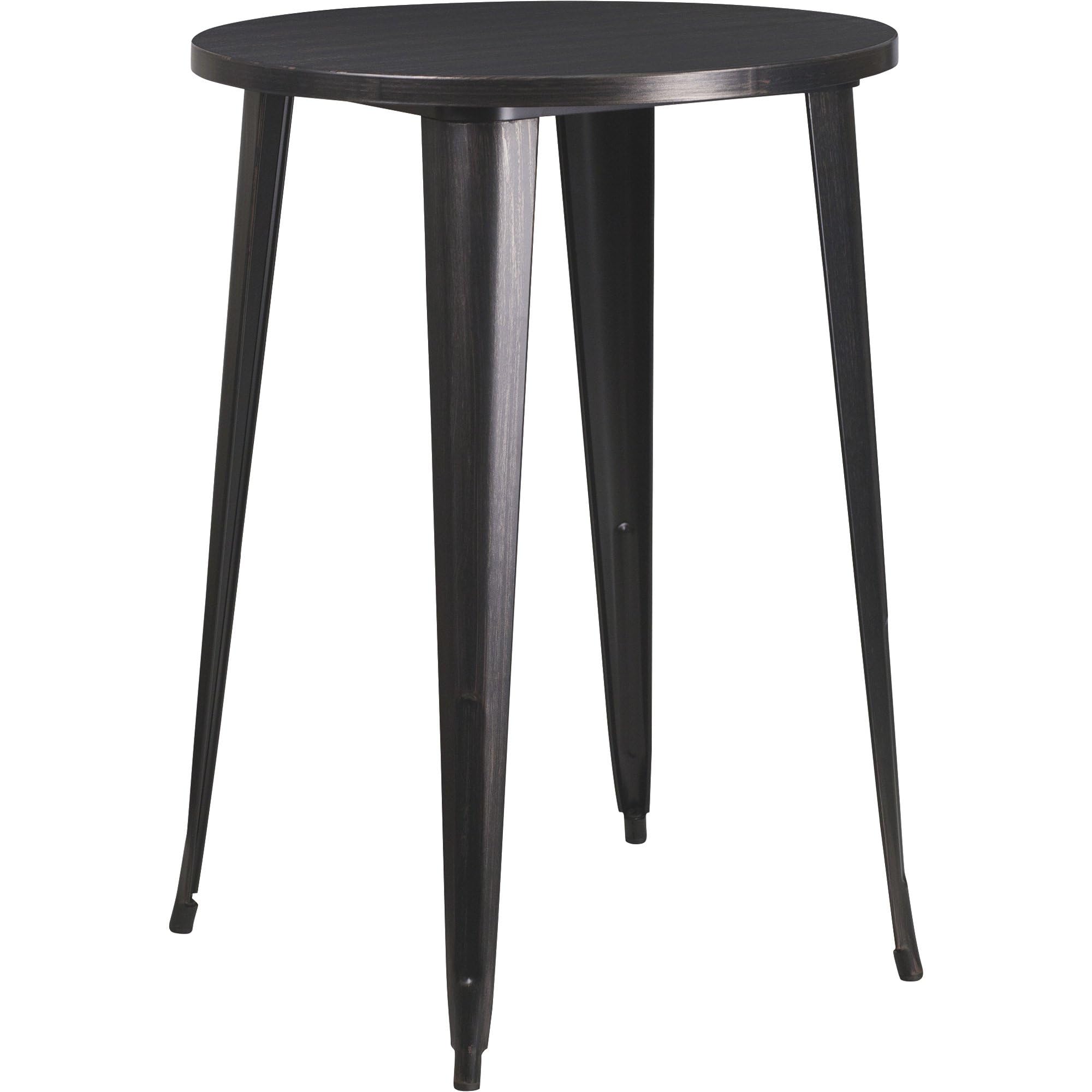 Flash Furniture Callum Commercial Grade 30" Round Black Metal Indoor-Outdoor Bar Table Set With 4 Cafe Stools
