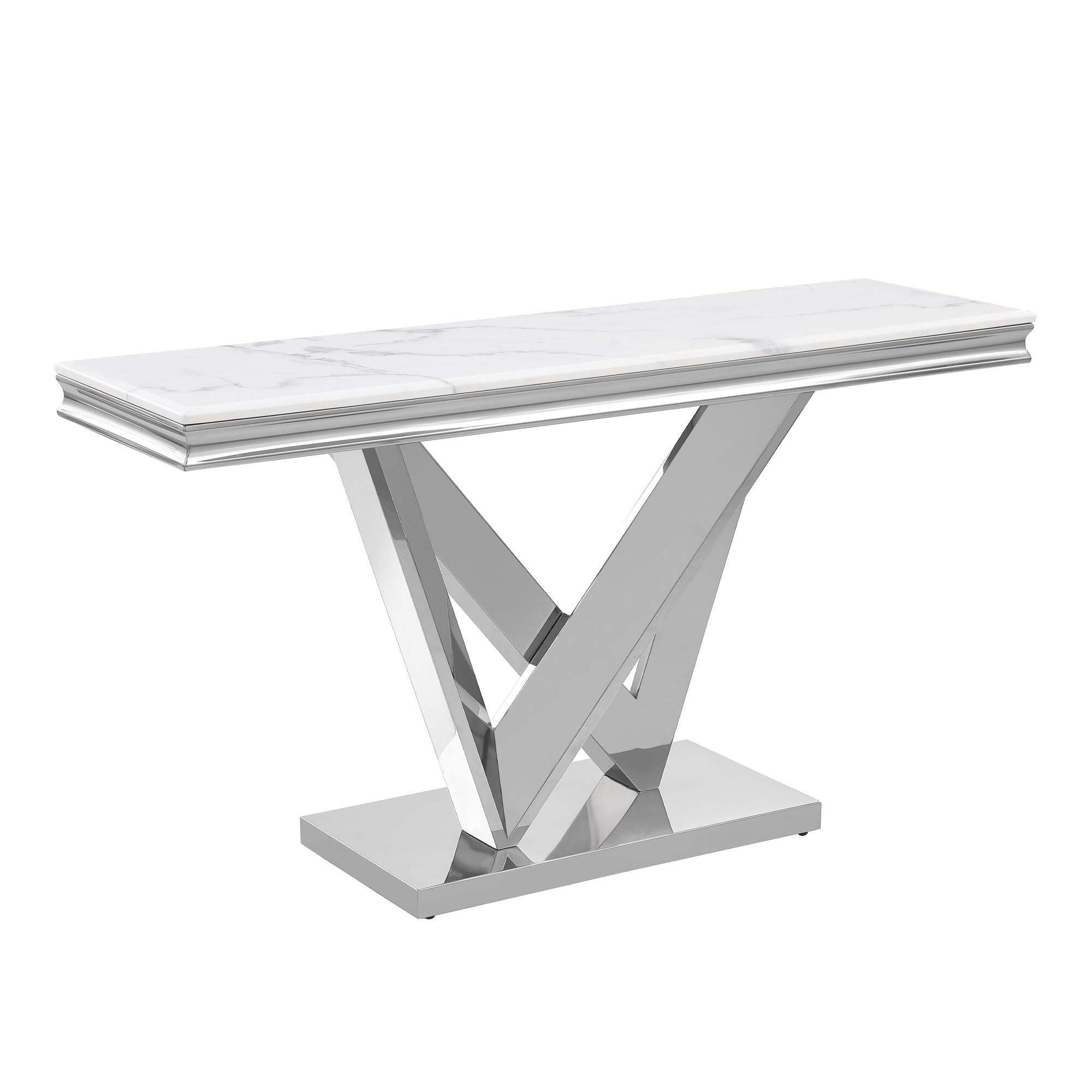 Best Master Furniture Thiago Contemporary White Rectangular Stone Coffee Table