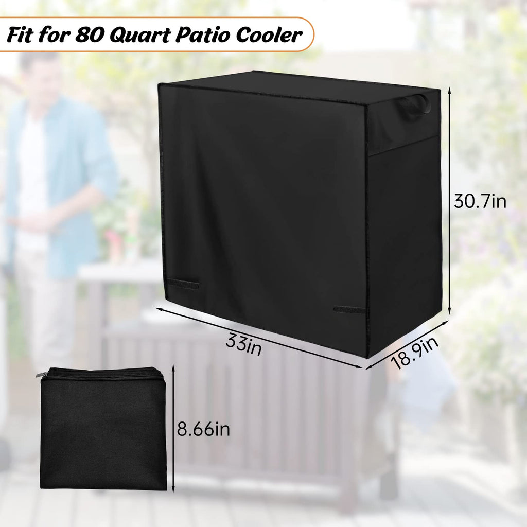 Patio Cooler Cart Cover Fits For Most 80 Quart Rolling Cooler Cart, Waterproof Patio Ice Chest Protective Covers For Outdoor Bar