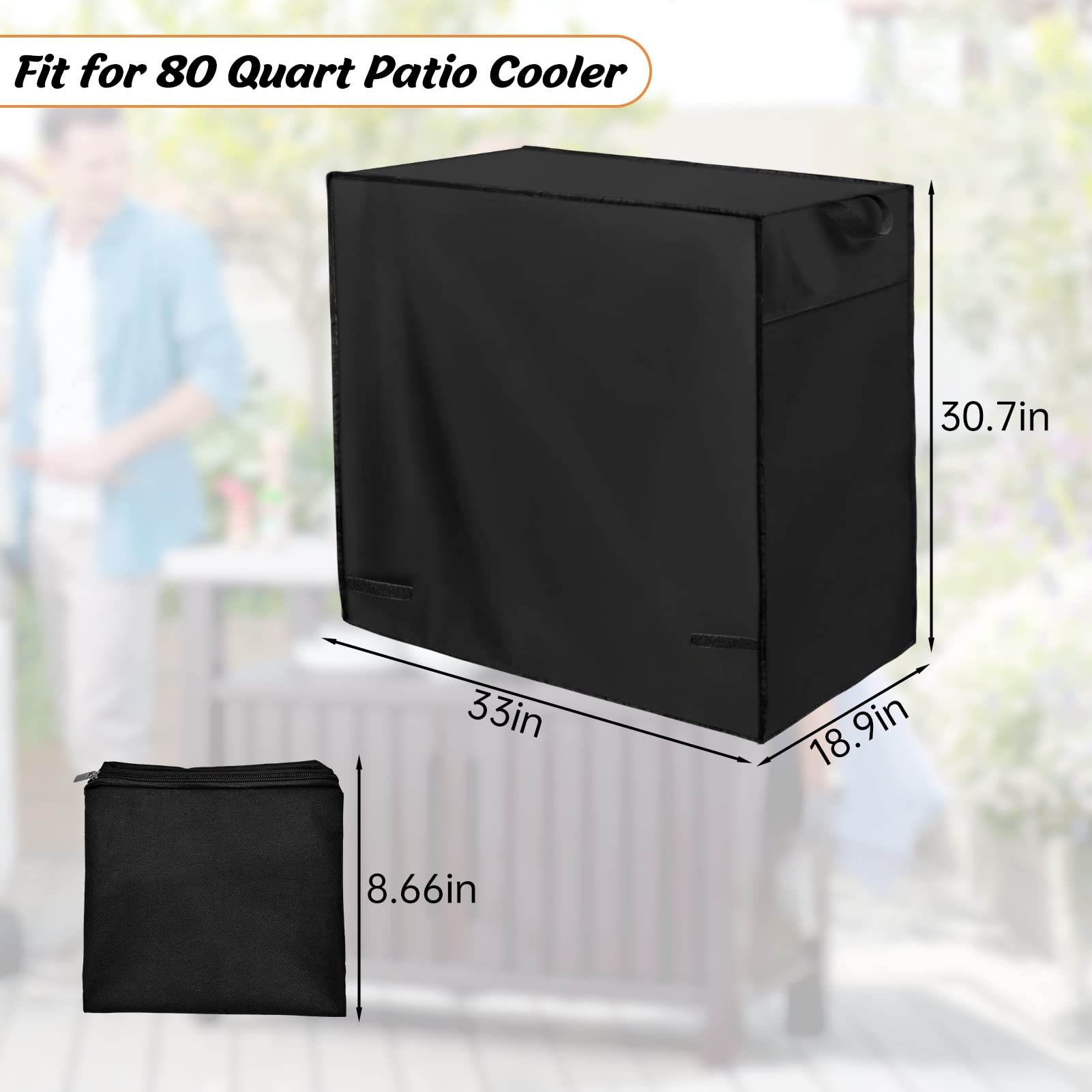 Patio Cooler Cart Cover Fits For Most 80 Quart Rolling Cooler Cart, Waterproof Patio Ice Chest Protective Covers For Outdoor Bar