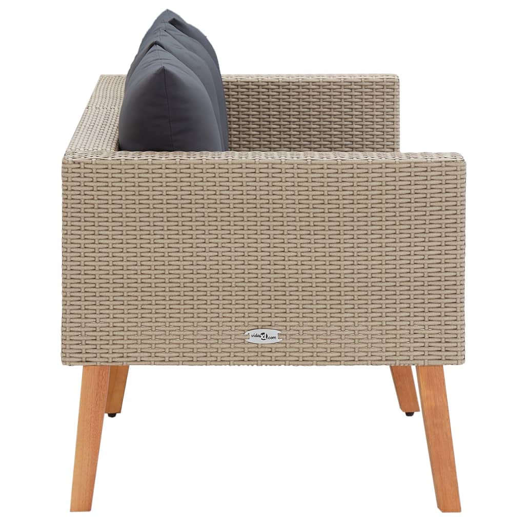 vidaXL Patio Sofa, Loveseat with Cushions, Patio Wicker Furniture, Outdoor Sofa for Backyard Garden Porch, Rustic, PE Rattan Beige