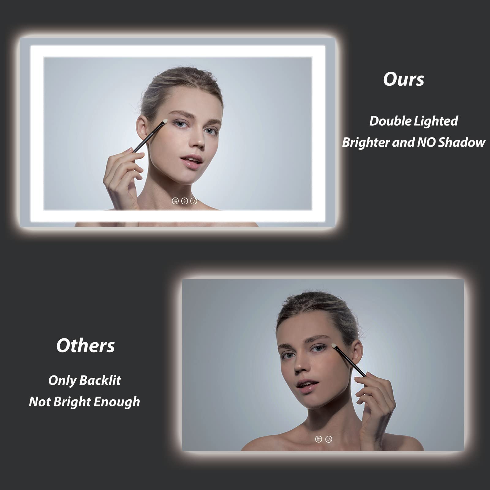 Oddsan 57X 36 Led Lighted Bathroom Mirror, Dimmable Vanity Mirror With Lights, Anti-Fog, Etl Listed (Backlit And Front Lighted)
