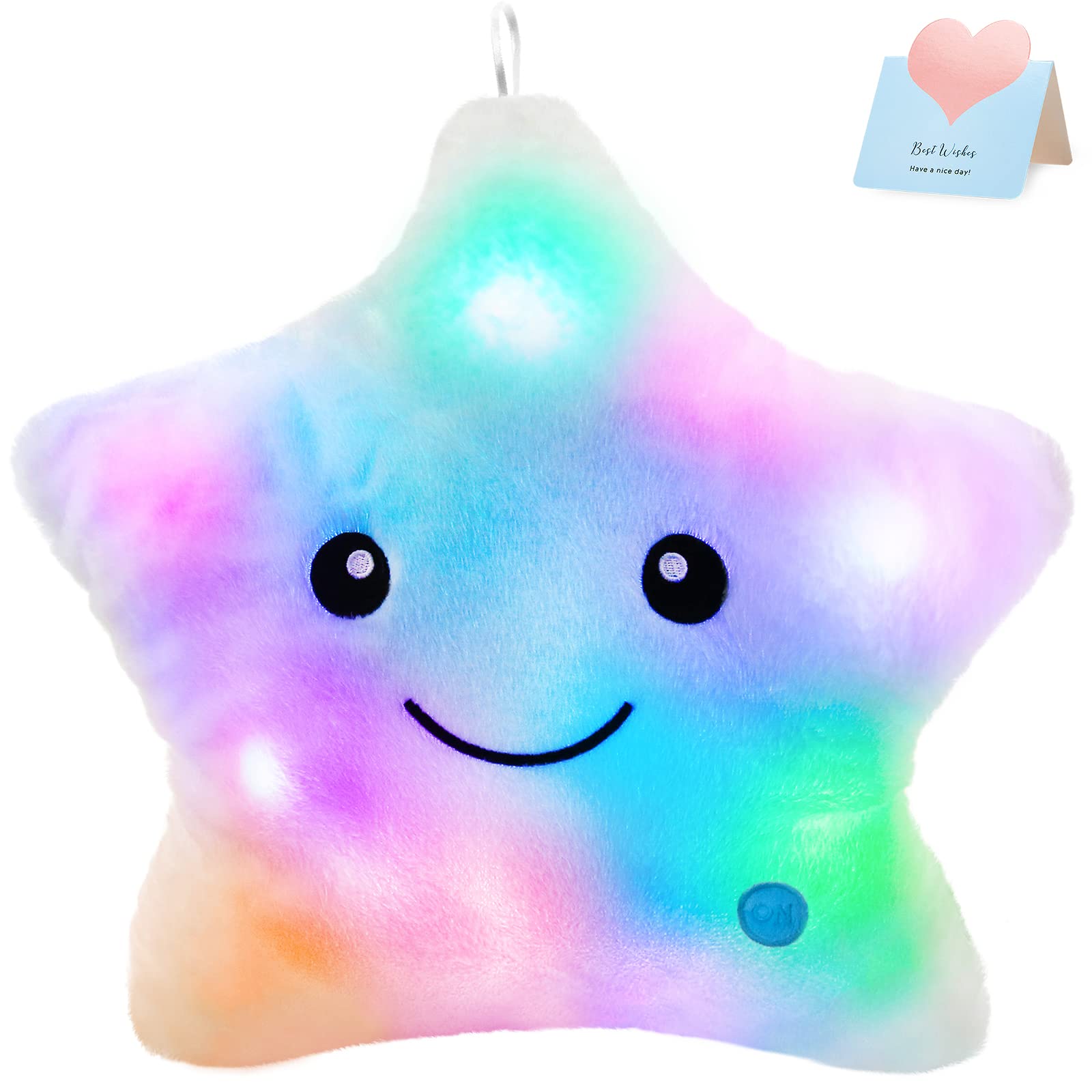 WEWILL 13' Creative Twinkle Star Glowing LED Night Light Plush Pillows Light up Stuffed Animal Toys BIrthday Christmas Holiday 