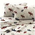 Tribeca Living 100% Cotton Flannel Sheet Set - Deep Pocket, 170-Gsm, Ultra Soft & Cozy Bedding For Winter, Twin, Plaid Moose