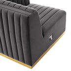Modway Conjure Channel Tufted Performance Velvet Right-Arm Chair In Gold/Gray