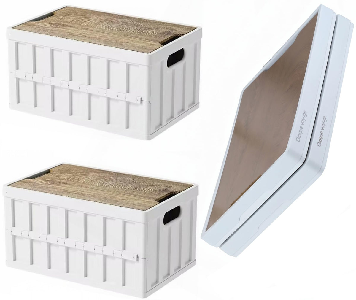 VIMI 50L Collapsible Storage Bins with Lids Stackable Utility Crates with Handles Plastic Large Folding Containers for Organizin