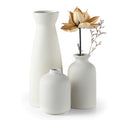 CEMABT White Ceramic vase Set-3 Small Flower vases for Decor,Modern Boho Farmhouse Home Decor,Decorative vase for Pampas Grass&D