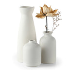 CEMABT White Ceramic vase Set-3 Small Flower vases for Decor,Modern Boho Farmhouse Home Decor,Decorative vase for Pampas Grass&D