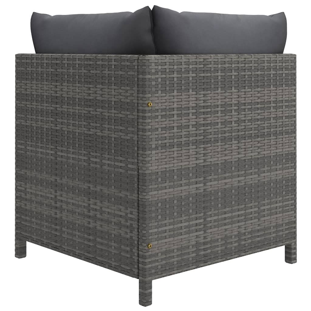 vidaXL - Gray Poly Rattan Sectional Corner Sofa with Cushions | Versatile Outdoor Garden Furniture | Highly Durable & Weather-Resistant | Comfortable Seating