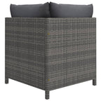 vidaXL - Gray Poly Rattan Sectional Corner Sofa with Cushions | Versatile Outdoor Garden Furniture | Highly Durable & Weather-Resistant | Comfortable Seating