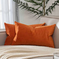 Juspurbet Burnt Orange Lumbar Velvet Throw Pillow Covers 16X24 Inch Set Of 2 For Living Room Couch Sofa Bedroom Decorative Recta