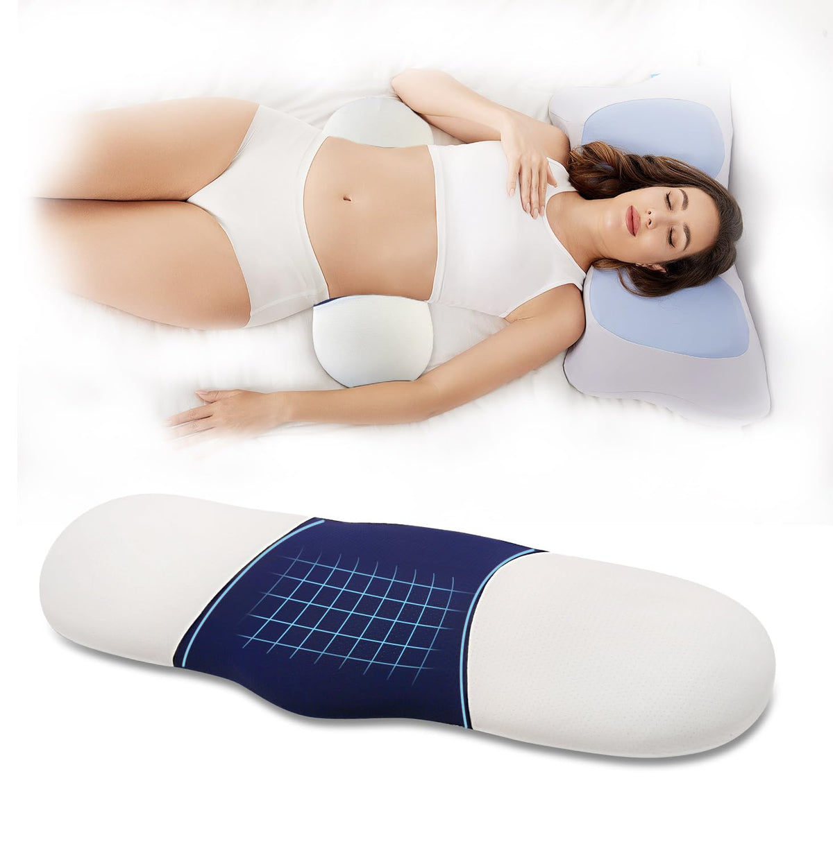 Menlo Park Memory Foam Lumbar Pillow,Premium Back Support Pillow For Sleeping, Lower Back Pain Relief And Comfortable Sleep,Cool