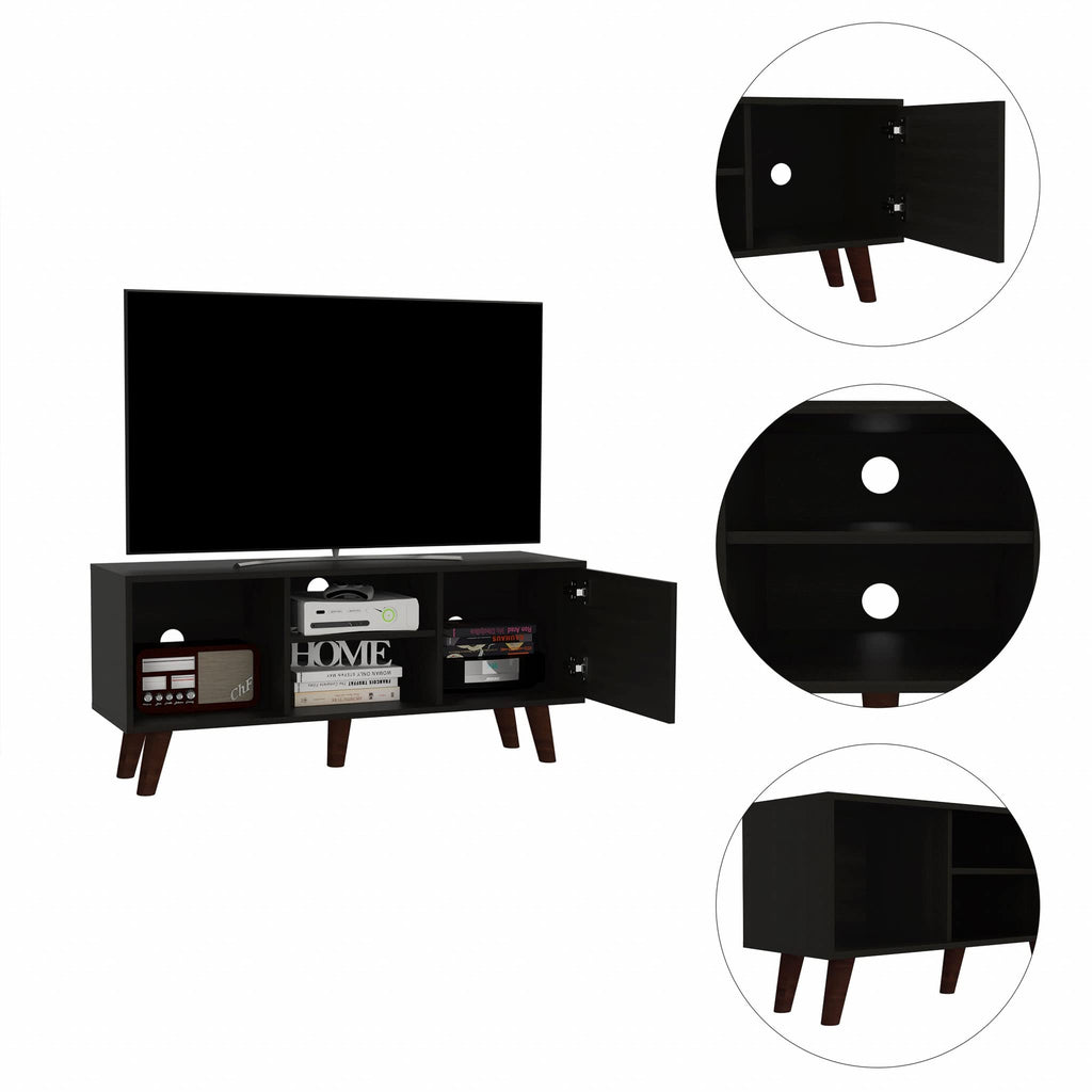 HomeRoots Particle Board Contemporary Black Wengue TV Stand