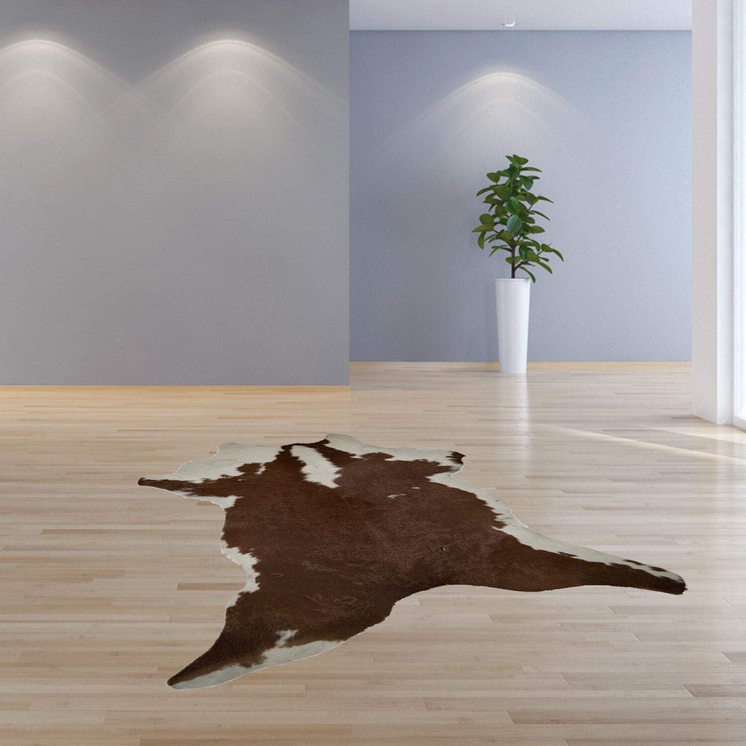 HomeRoots Cowhide Rug, Microsuede Rug, Home Decor Rug For Bedroom, Living Room, Sofa, Soft Modern Rug, Luxurious Indoor Rug 24 x 36
