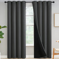 Yakamok Grey Blackout Curtains 96 inch Length 2 Panels Set, 100% Blackout Curtains for Bedroom with Black Backing, Full Room Dar