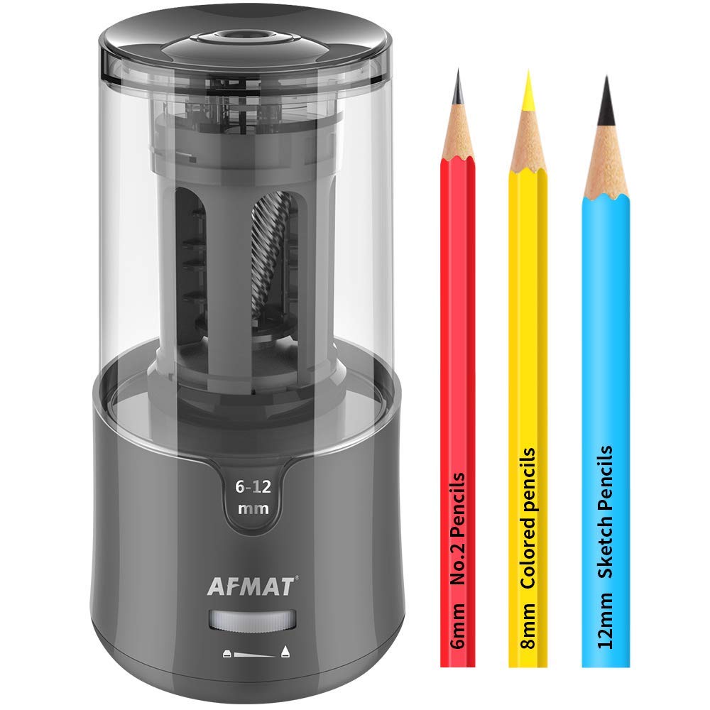 Afmat Electric Pencil Sharpener, Pencil Sharpener For Colored Pencils, Auto Stop, Super Sharp & Fast, Electric Pencil Sharpener