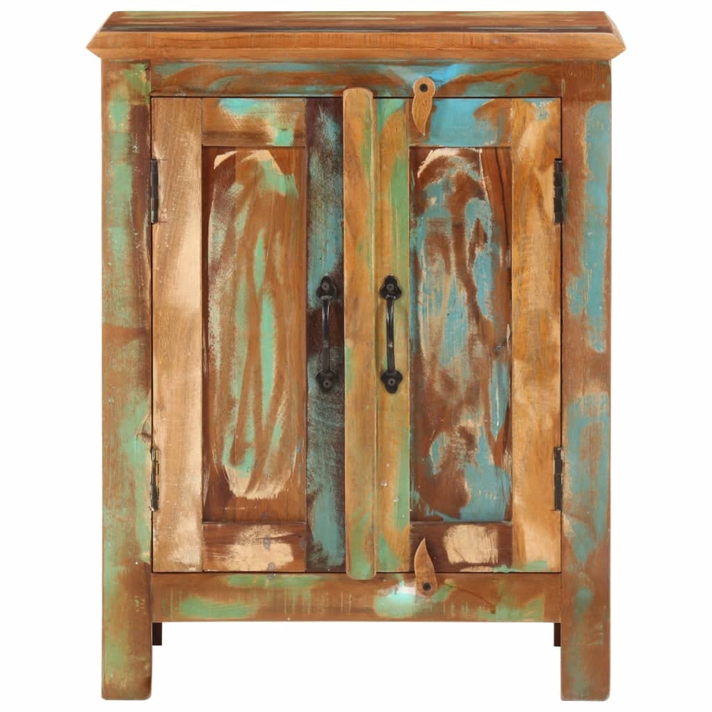 vidaXL Solid Wood Sideboard Reclaimed Wood Storage Unit with 2 Doors, Handmade, Unique Grain & Color Variance, Ideal for Decor Display, 21.7"x11.8"x27.6"