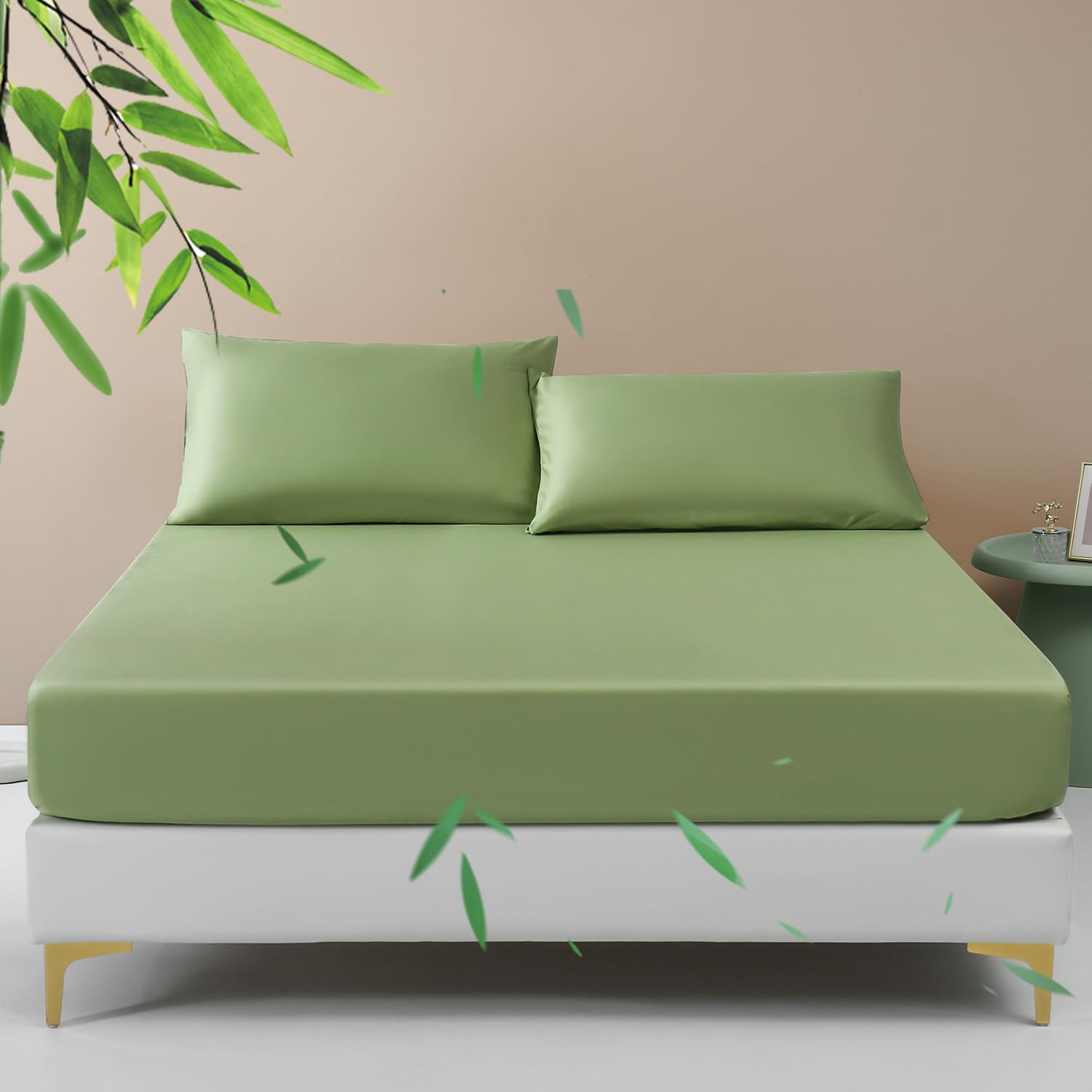 Simple&Opulence 100% Viscose Made from Bamboo Cooling Fitted Bottom Sheet Only 1 Piece for Hot Sleepers, 15 Inch Deep Pocket for