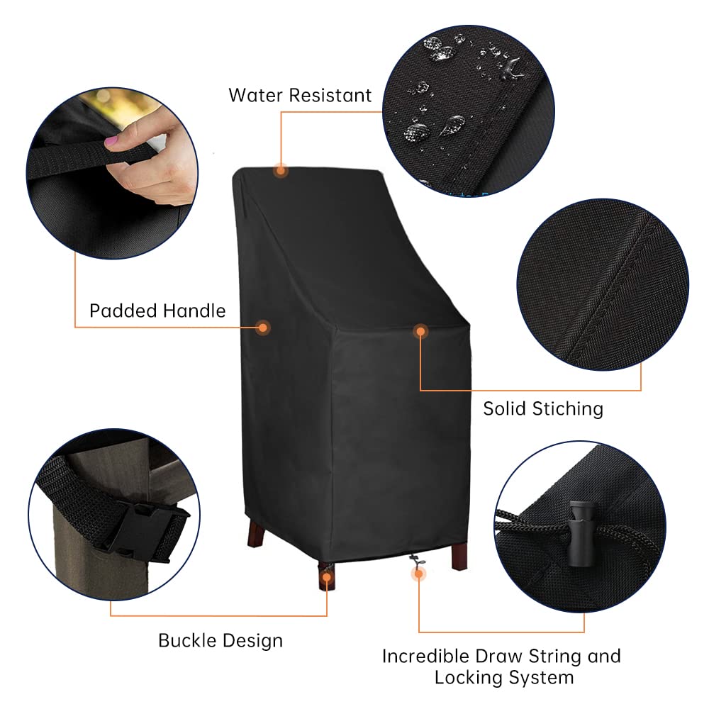 Mavincher Patio Chair Covers, High Back Outdoor Chair Covers Waterproof, 600D Heavy Duty Lawn Outside Barstool Chair Covers,Fits