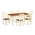 East West Furniture QUAN7-WHI-W 7 Piece Dining Table Set Consist of a Rectangle Dinner Table with Butterfly Leaf and 6 Dining Room Chairs, 40x78 Inch, Buttermilk & Cherry