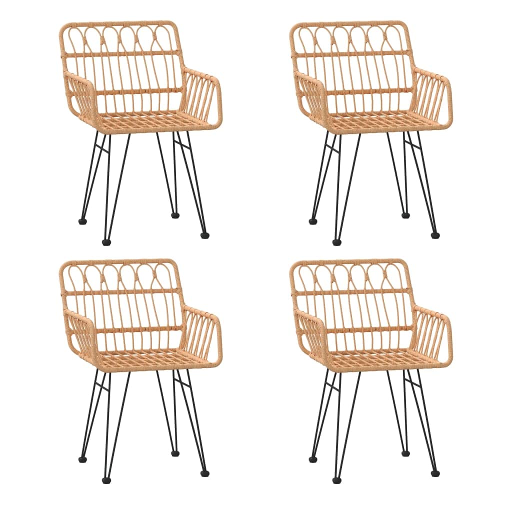 vidaXL Poly Rattan Patio Dining Set - 5 Piece Set with Weather Resistant Material, Sturdy Steel Frame, Tempered Glass Tabletop, Comfortable Chairs with Armrest and Backrest